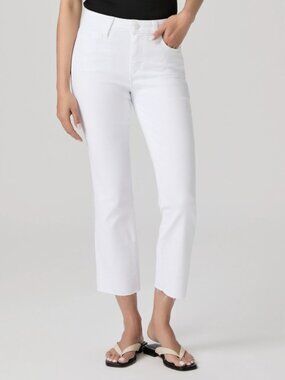 PAIGE Cindy High Rise Cropped Straight Jeans in Crisp White / Sz 31